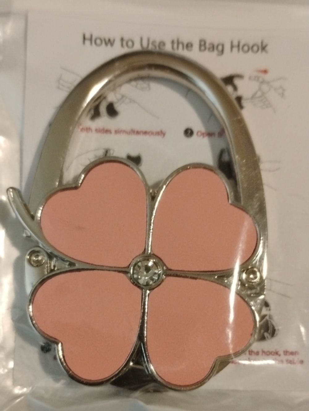 Pink Clover Bag Hook Purse Hanger